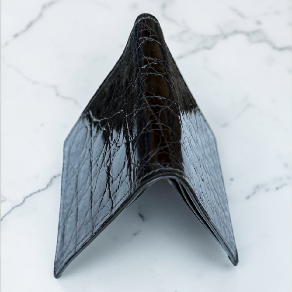 Crocodile Wallet – Black (Single Panel)