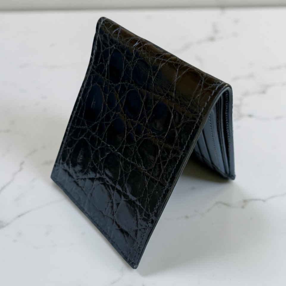 Crocodile Wallet – Black (Single Panel)
