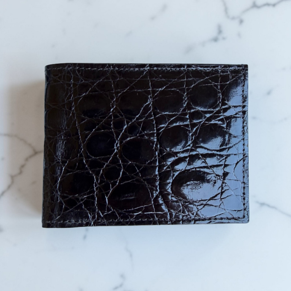Crocodile Wallet – Black (Single Panel)
