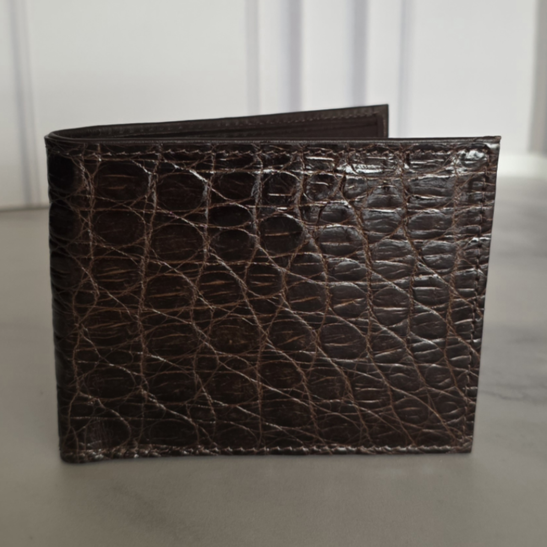 Crocodile Wallet – Dark Brown (Single Panel)