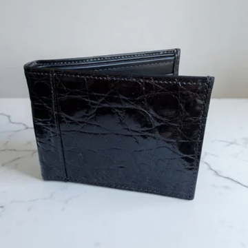 Crocodile Wallet – Gloss Black (Triple Panel)