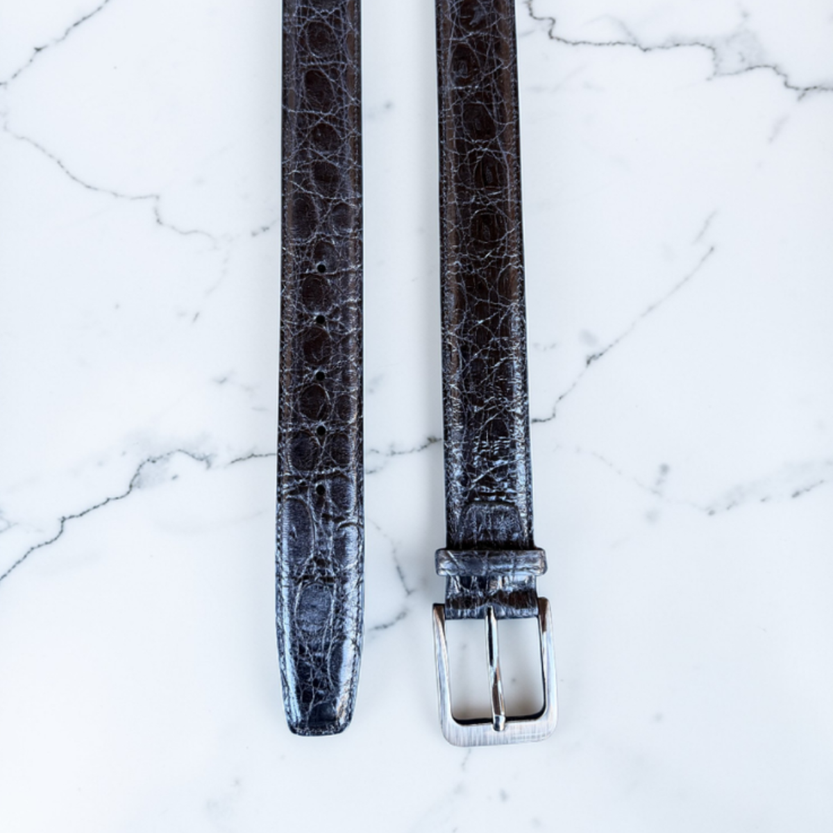 Gloss Black Crocodile Belt