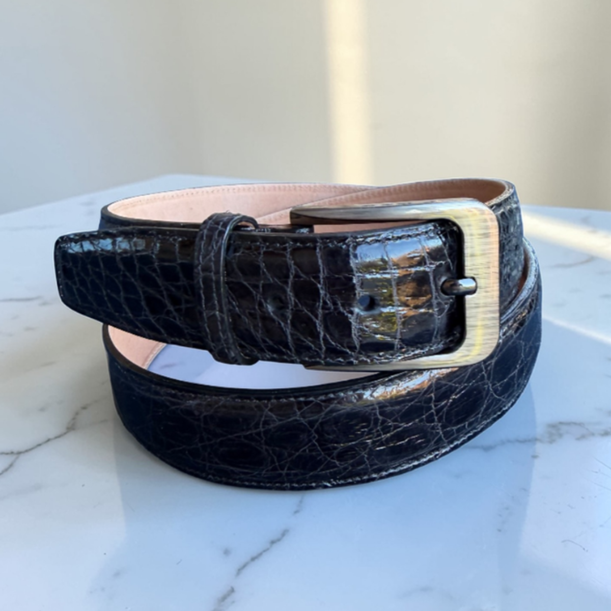 Gloss Black Crocodile Belt