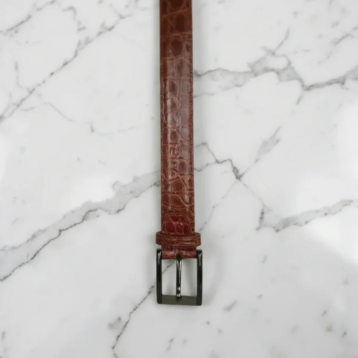 Gloss Champagne Crocodile Belt
