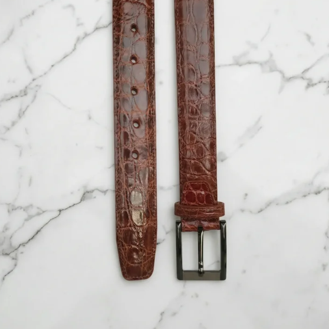 Gloss Champagne Crocodile Belt