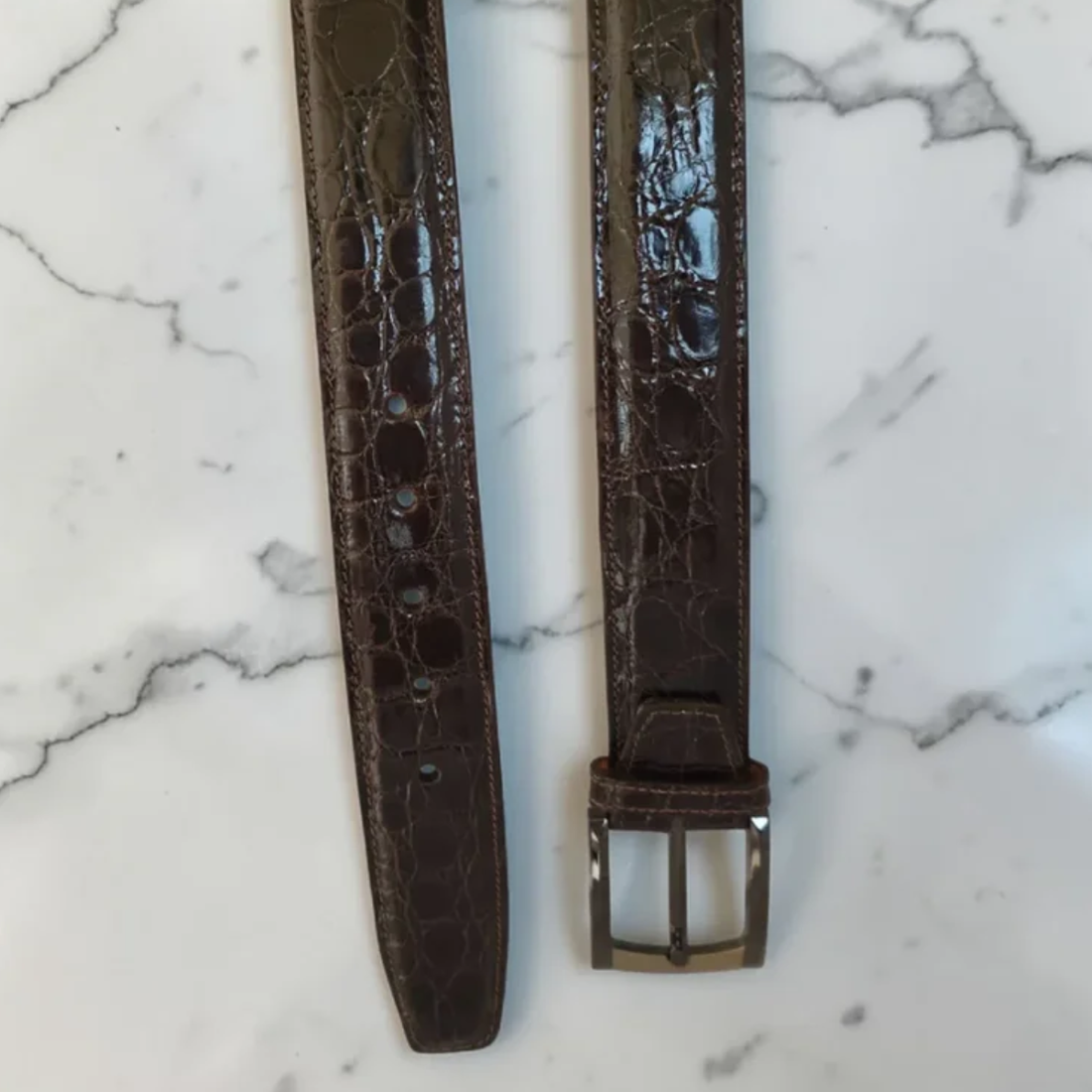 Gloss Dark Brown Crocodile Belt